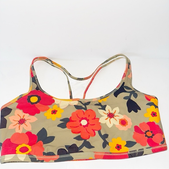 TORY SPORT Sports Bra Printed Floral Racerback Sz Large - Picture 2 of 11